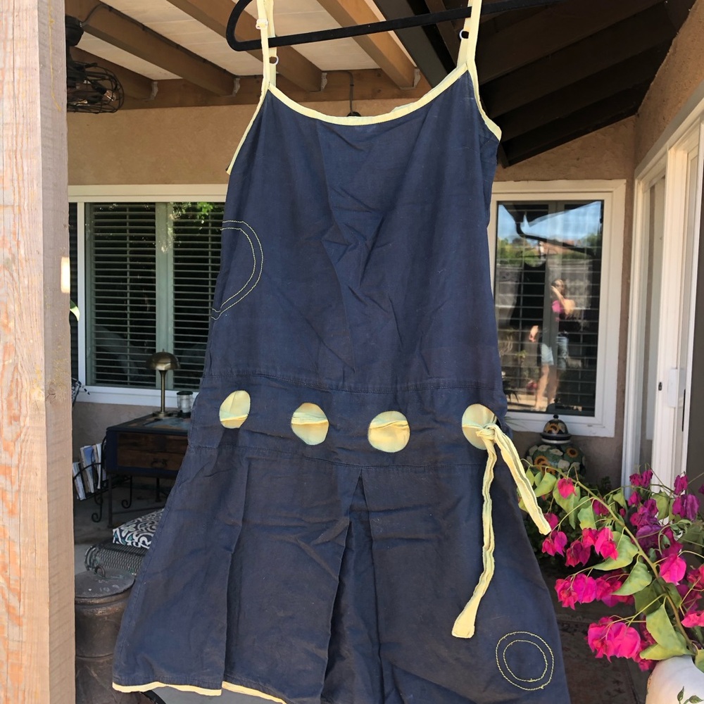 Stylish Navy and Yellow Women's Dress